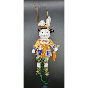Vintage NYCO Cloisonne Enameled Art Pull String Bunny Easter Ornament